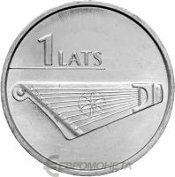 Латвия 1 лат 2013 Гусли - Кокле  фото из магазина евромонета.рф