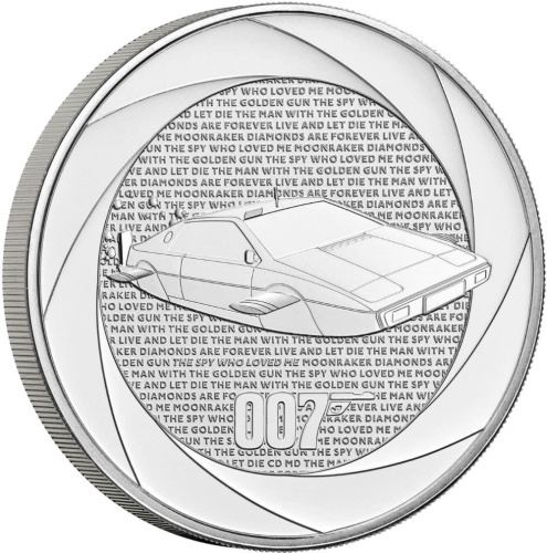 Юбилейная монета Великобритания 5 фунтов 2023 Фильмы о Бонде 1970-х годов - Шпион, который меня любил. Буклет ВU 