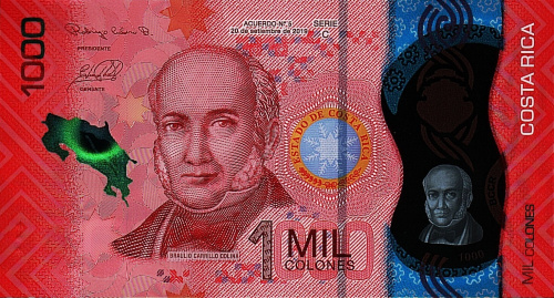 Банкноты Коста-Рики Коста-Рика 1000 колон 2019 (полимер) фото из магазина евромонета.рф
