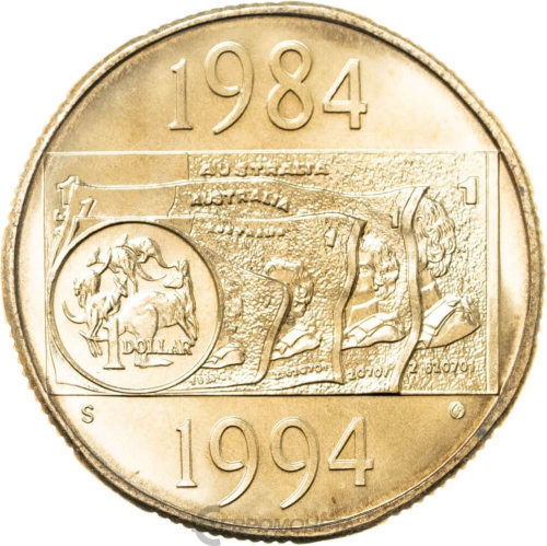 Австралия 1 доллар 1994 10 лет выпуску монет 1 доллар