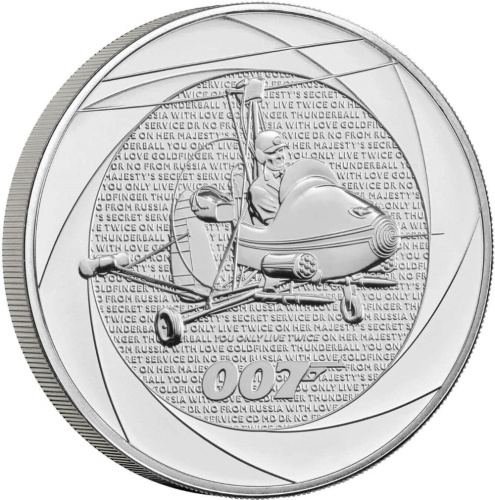 Юбилейная монета Великобритания 5 фунтов 2023 Фильмы о Бонде 1960-х годов - Живёшь только дважды. Буклет ВU 