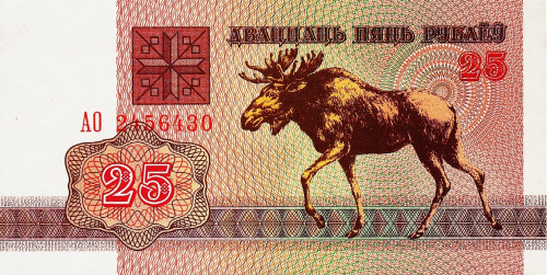 Банкнота Беларусь 25 рублей 1992 фото из магазина евромонета.рф