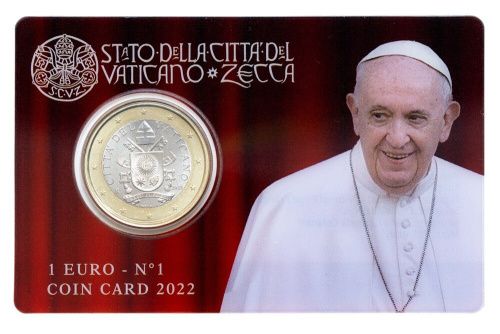 Ватикан 1 евро 2022 коинкард №1