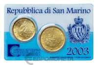 Сан Марино 2003 набор 2 монеты 20/50 евроцентов ( центов ) фото из магазина евромонета.рф