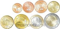 Австрия 2002-2020 набор монет евро 8 монет 1/2/5/10/20/50 евроцентов ( центов ) 1 и 2 евро. UNC. фото из магазина евромонета.рф