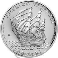 Сан Марино 5000 лир 1995 Парусник "Америго Веспуччи". Пруф ( Proof )  фото из магазина евромонета.рф