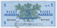 Финляндия 5 марок 1963 P#106A  фото из магазина евромонета.рф
