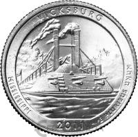 США 25 центов ( 1/4 доллара, квотер ) 2011 Национальный парк №9 Военный парк Виксбурк D  фото из магазина евромонета.рф