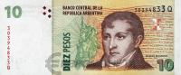 Банкноты Аргентины Аргентина 10 песо 2013 фото из магазина евромонета.рф