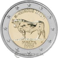 Памятные монеты 2 евро UNC Мальта 2 евро 2025 Мальтийский бык фото из магазина евромонета.рф