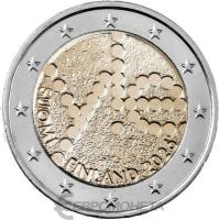 Памятные монеты 2 евро UNC Финляндия 2 евро 2026 100-летие финского радиовещания Юлейсрадио фото из магазина евромонета.рф