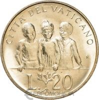 Ватикан 20 лир 1992  фото из магазина евромонета.рф