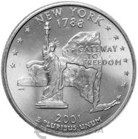 США 25 центов ( 1/4 доллара, квотер ) 2001 Нью-Йорк D  фото из магазина евромонета.рф