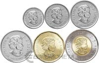 Наборы монет Канада набор монет 5/10/25/50 центов 1 и 2 доллара 2023. UNC фото из магазина евромонета.рф