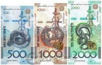 Банкноты Казахстана Набор банкнот Казахстан 500/1000/2000 тенге 2024-2025 Сакский стиль фото из магазина евромонета.рф