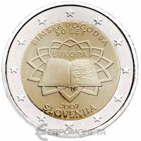 Памятные монеты 2 евро UNC Словения 2 евро 2007 Римский договор фото из магазина евромонета.рф