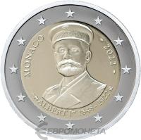 Памятные монеты 2 евро пруф Монако 2 евро 2022 100 лет со дня смерти Альберта I. Пруф ( Proof ) фото из магазина евромонета.рф