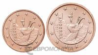 Андорра набор 2 монеты 1+2 евроцента ( цента ) 2017. UNC фото из магазина евромонета.рф