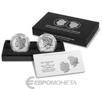 США набор из двух монет 1 доллар 2023 Моргановский и Мирный доллар. реверс пруф  фото из магазина евромонета.рф