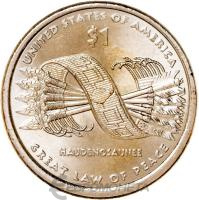 США 1 доллар 2010 Сакагавея. Пояс Гайавата - стрелы. D  фото из магазина евромонета.рф