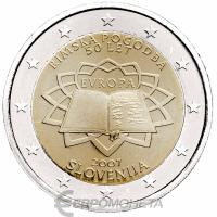Памятные монеты 2 евро UNC Словения 2 евро 2007 Римский договор фото из магазина евромонета.рф