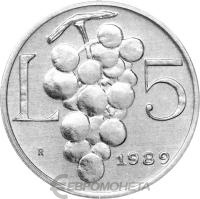 Сан Марино 5 лира 1989  фото из магазина евромонета.рф