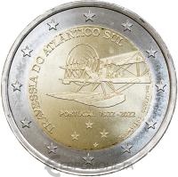Памятные монеты 2 евро UNC Португалия 2 евро 2022 100 лет первому перелету через Южную Атлантику на самолете фото из магазина евромонета.рф