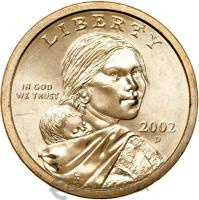 США 1 доллар 2002 Сакагавея. Парящий орел. D  фото из магазина евромонета.рф