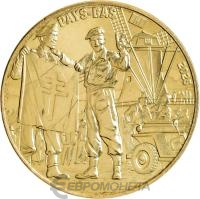 Коллекционная монета Франция 1/4 евро 2025 80-летие V-E Day. Французкий солдат. фото из магазина евромонета.рф
