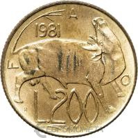 Сан Марино 200 лир 1981  фото из магазина евромонета.рф