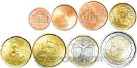 Италия 2002 набор монет евро 8 монет 1/2/5/10/20/50 евроцентов ( центов ) 1 и 2 евро. UNC фото из магазина евромонета.рф