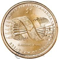 США 1 доллар 2010 Сакагавея. Пояс Гайавата - стрелы. P  фото из магазина евромонета.рф