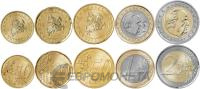 Монако 2002 набор монет евро 5 монет 10/20/50 евроцентов ( центов ) 1 и 2 евро. UNC фото из магазина евромонета.рф