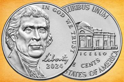 Монета США 5 центов 2026 250 лет независимости в подарок!