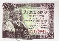 Испания 1 песета 1945  фото из магазина евромонета.рф