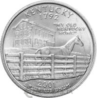 США 25 центов ( 1/4 доллара, квотер ) 2001 Кентукки D  фото из магазина евромонета.рф