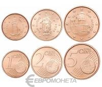 Сан Марино 2006 набор 3 монеты 1/2/5 евроцентов ( центов ) UNC фото из магазина евромонета.рф