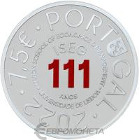 Коллекционная монета Португалия 7,5 евро 2022 111 лет ISEG. Пруф ( Proof ) фото из магазина евромонета.рф