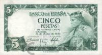 Испания 5 песет 1954 XF  фото из магазина евромонета.рф