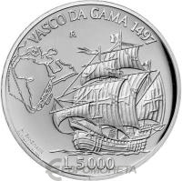 Сан Марино 5000 лир 1997 Васко да Гама. Пруф ( Proof )  фото из магазина евромонета.рф