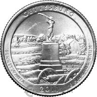 США 25 центов ( 1/4 доллара, квотер ) 2011 Национальный парк №6 Геттисбургский военный парк D  фото из магазина евромонета.рф