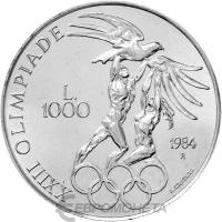 Сан Марино 1000 лир 1984 XXIII летние Олимпийские Игры, Лос-Анджелес 1984  фото из магазина евромонета.рф