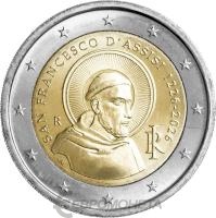 Памятные монеты 2 евро UNC Италия 2 евро 2026 800 лет со дня смерти Франциска Ассизского фото из магазина евромонета.рф