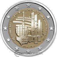 Памятные монеты 2 евро пруф Кипр 2 евро 2024 20-я годовщина вступления Кипра в ЕС. Пруф ( Proof ) фото из магазина евромонета.рф