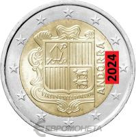 2 евро регулярные Андорра 2 евро 2024 регулярная фото из магазина евромонета.рф