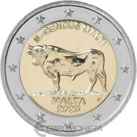 Памятные монеты 2 евро UNC Мальта 2 евро 2025 Мальтийский бык фото из магазина евромонета.рф