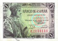 Испания 1 песета 1943 XF  фото из магазина евромонета.рф