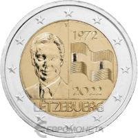 Памятные монеты 2 евро UNC Люксембург 2 евро 2022 50 лет флагу Люксембурга фото из магазина евромонета.рф