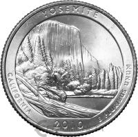 США 25 центов ( 1/4 доллара, квотер ) 2010 Национальный парк №3 Йосемитский национальный парк D  фото из магазина евромонета.рф