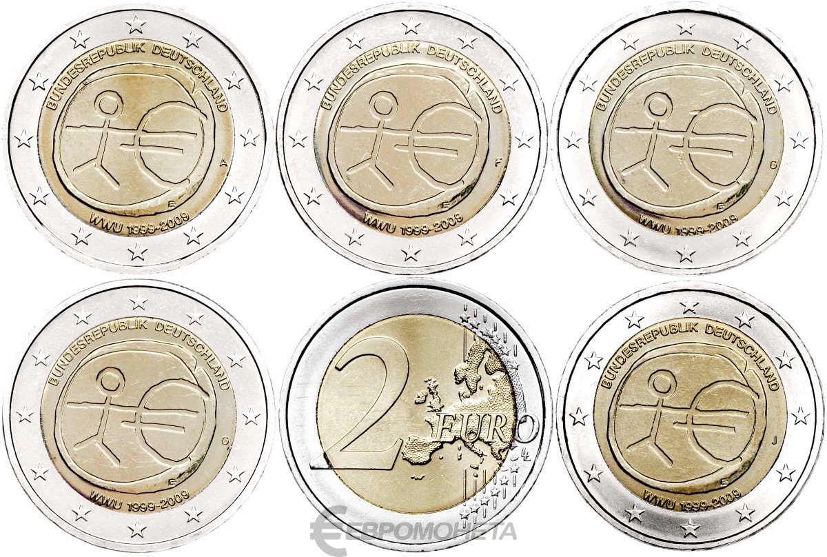 Памятные 2 евро 2024. Монета 2 евро 2009. Германия 2 евро, 2010 набор. Юбилейные евро. 2 Евро юбилейные.
